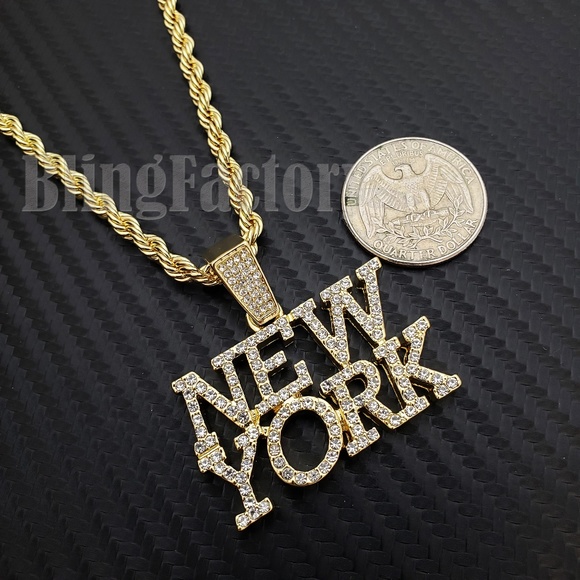 NEW YORK Pendant & 24" Rope Chain Fashion Necklace - Picture 2 of 3
